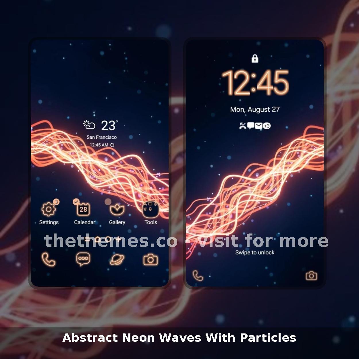 Abstract Neon Waves With Particles
