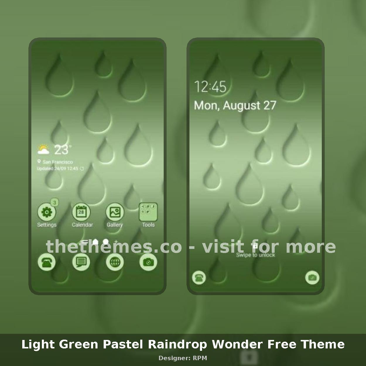 Light Green Pastel Raindrop Wonder Free Theme