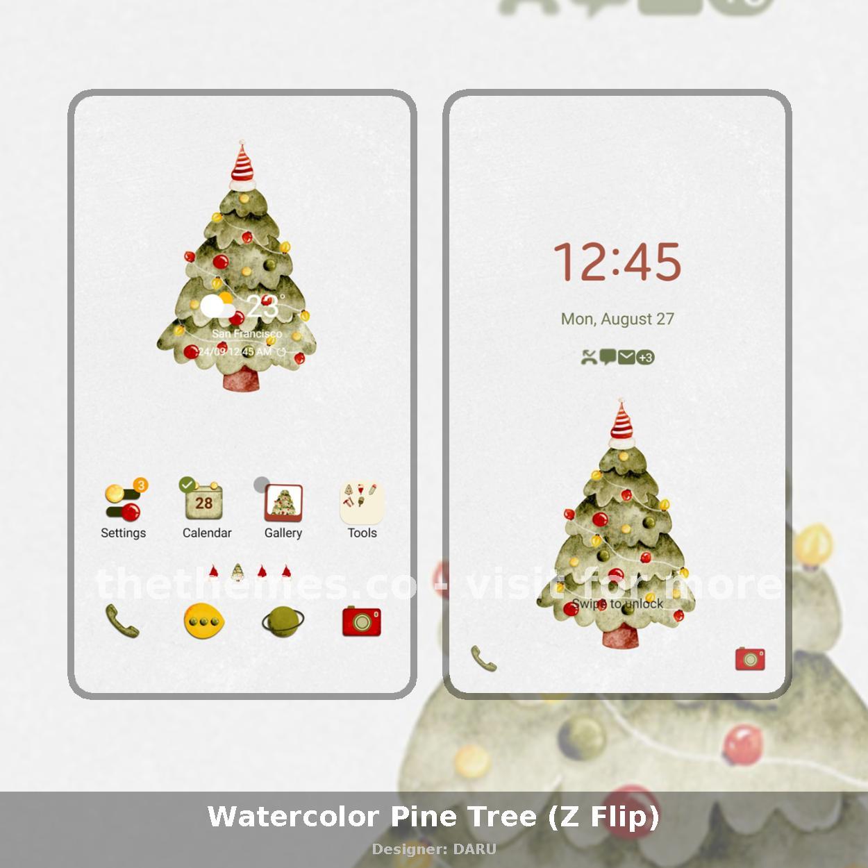 Watercolor Pine Tree (Z Flip)