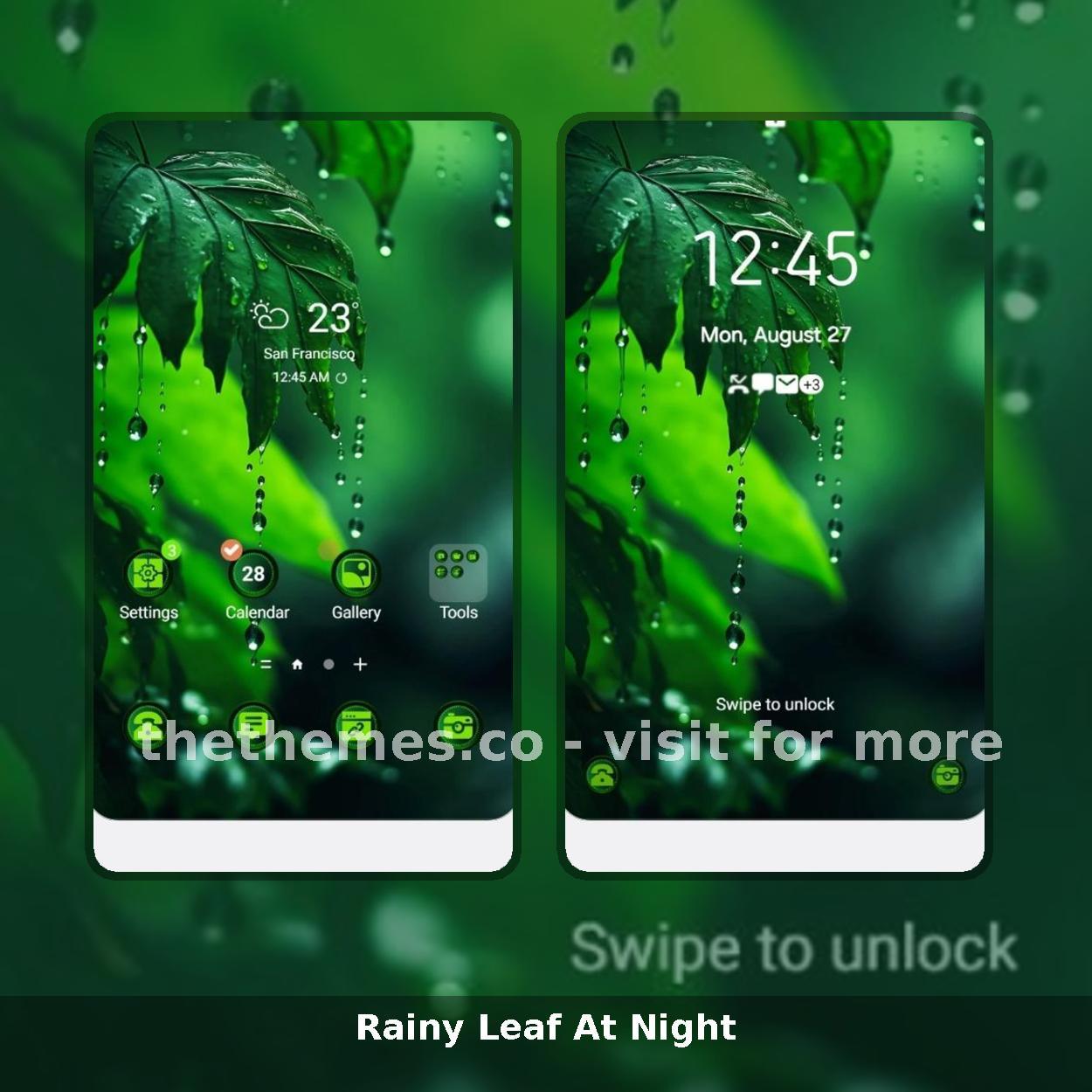 Rainy Leaf At Night