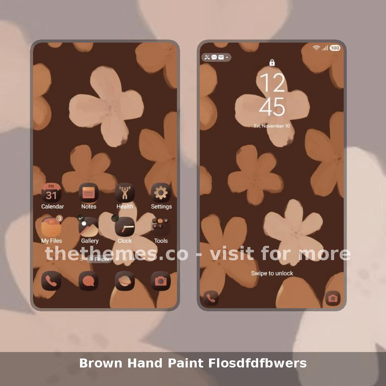 Brown Hand Paint Flosdfdfbwers