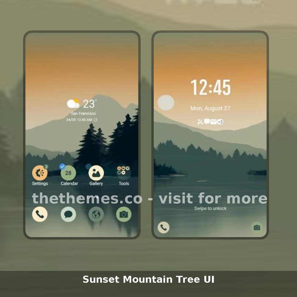 Sunset Mountain Tree UI