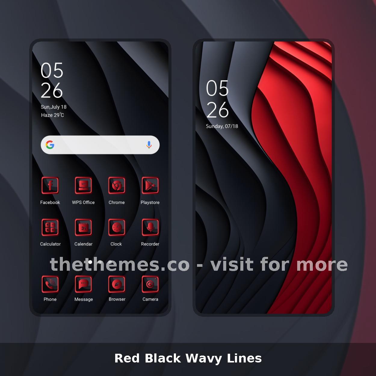 Red Black Wavy Lines